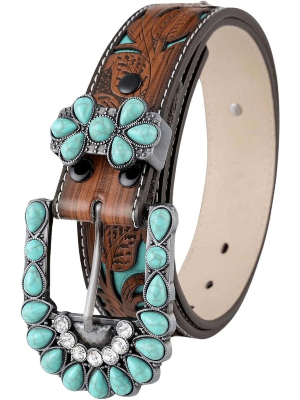 Turquoise Western Leather Belt for Women | Stylish Country Cowboy Accessory